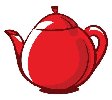 Kırmızı ve yuvarlak çaydanlık, illüstrasyon, beyaz arkaplanda vektör