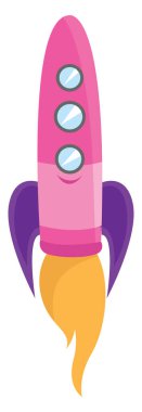 Pembe roket, illüstrasyon, beyaz arkaplanda vektör