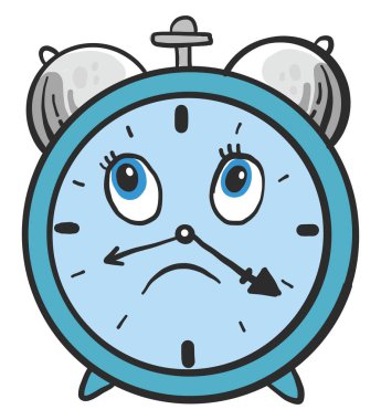 Endişeli saat, illüstrasyon, beyaz arkaplandaki vektör