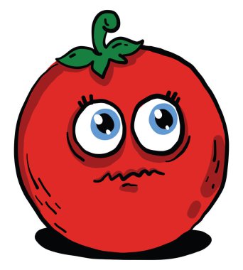 Yeşil saplı domates, illüstrasyon, beyaz arkaplanda vektör