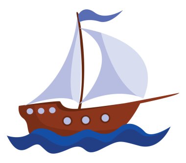 Yelkenli gemi, illüstrasyon, beyaz arkaplanda vektör