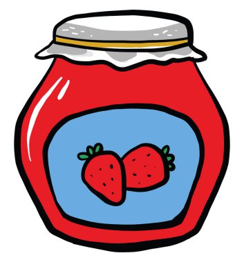 Çilek reçeli, illüstrasyon, beyaz arkaplanda vektör