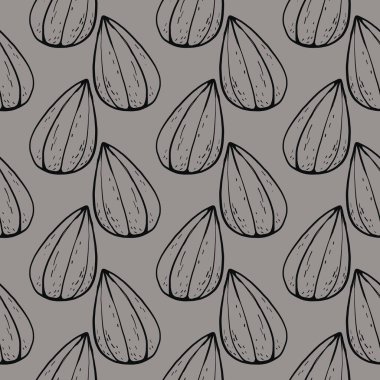 Ayçiçeği tohumu, gri arkaplanda pürüzsüz desen.