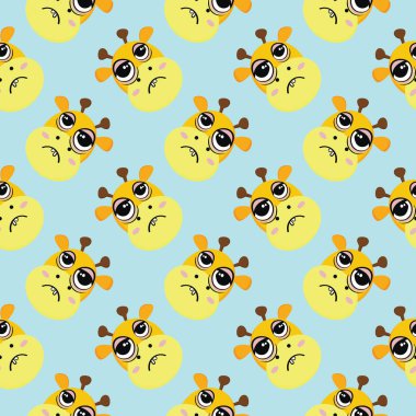 Yorgun zürafa, mavi arka planda pürüzsüz desen.