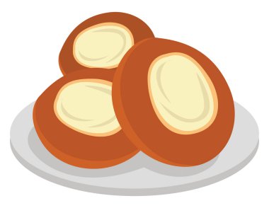 Lezzetli vatrushka, illüstrasyon, beyaz arkaplanda vektör