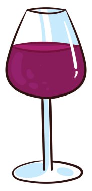 Uzun bardakta şarap, illüstrasyon, beyaz arkaplanda vektör.