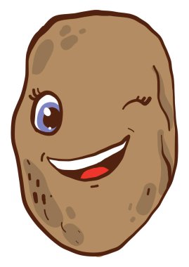 Yağlı kahverengi patates göz kırpması, illüstrasyon, beyaz arka planda vektör.