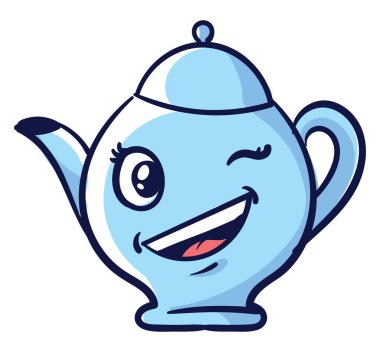 Mavi çaydanlık kırpması, illüstrasyon, beyaz arkaplanda vektör