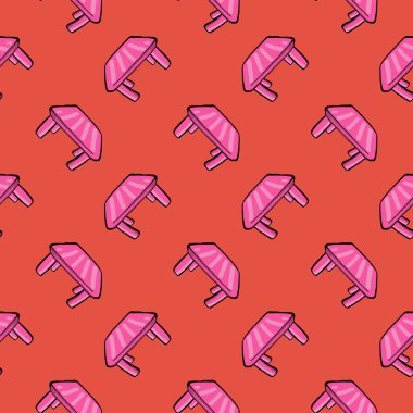 Pembe sandalyeler, kırmızı arkaplanda pürüzsüz desenler..