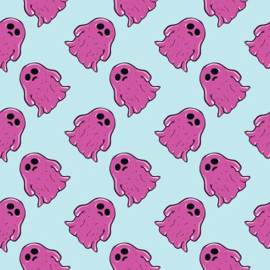 Mor hayalet, açık mavi arkaplanda pürüzsüz desen.