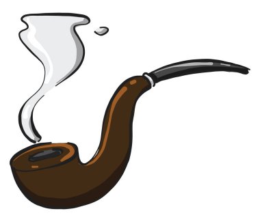 Eski duman piposu, illüstrasyon, beyaz arkaplanda vektör.