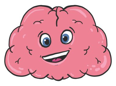 Beyin gülüşü, illüstrasyon, beyaz arkaplandaki vektör.