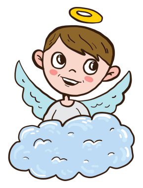 Gülümseyen melek, illüstrasyon, beyaz arka planda vektör.