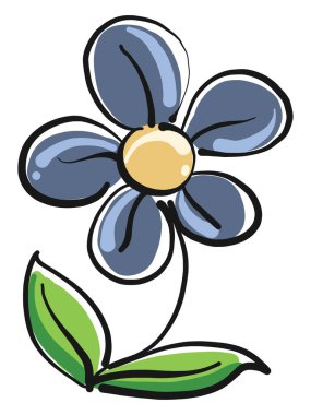 Küçük mavi çiçek, illüstrasyon, beyaz arkaplanda vektör.