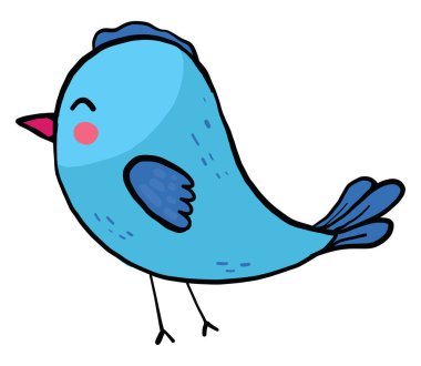 Mavi mutlu kuş, illüstrasyon, beyaz arkaplanda vektör.