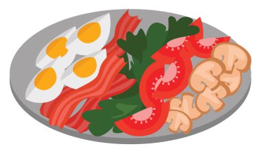 Cobb salatası, illüstrasyon, beyaz arkaplanda vektör.