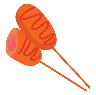 Lezzetli corndog, illüstrasyon, beyaz arkaplanda vektör.