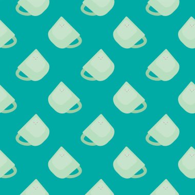 Güzel fincanlar, yeşil arka planda kusursuz desenler..