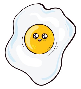 Sevimli yumurta sarısı, illüstrasyon, beyaz arka planda vektör..