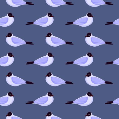 Mor arka planda küçük martı, pürüzsüz desen.