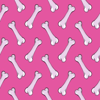 Güzel beyaz kemikler, pembe arka planda pürüzsüz desen..