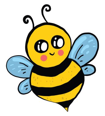 Şirin küçük arı, illüstrasyon, beyaz arkaplanda vektör..