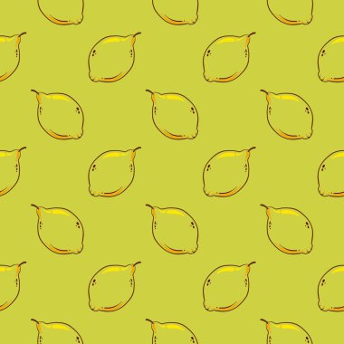 Küçük şeffaf limonlar, sarı arka planda pürüzsüz desen..