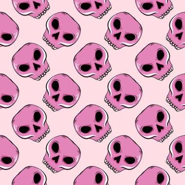 Pembe kafatası, pembe arka planda pürüzsüz desen..