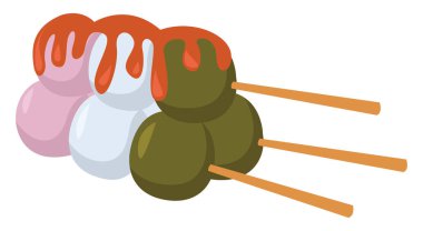 Tatlı dango, illüstrasyon, beyaz arkaplanda vektör.