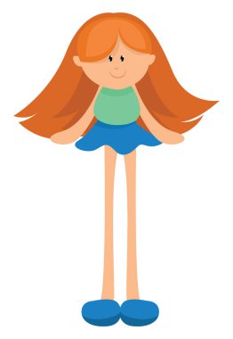 Uzun saçlı, resimli, beyaz arka planda vektör.