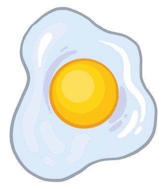 Kızarmış yumurta, illüstrasyon, beyaz arka planda vektör..