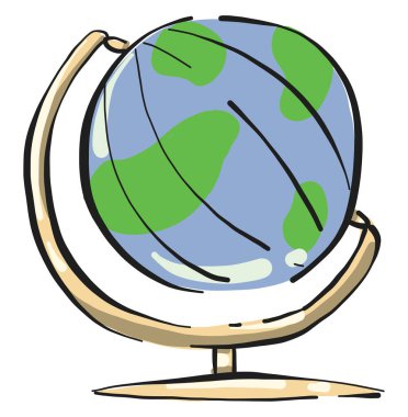 Büyük küre, illüstrasyon, beyaz arkaplanda vektör.