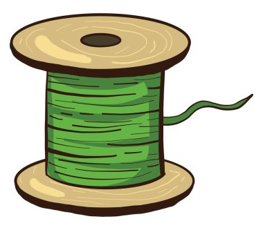 Küçük yeşil iplik, illüstrasyon, beyaz arkaplan üzerindeki vektör.