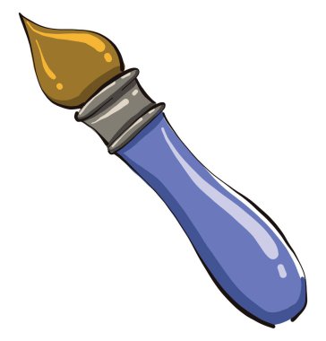 Süslü mavi fırça, illüstrasyon, beyaz arkaplanda vektör.