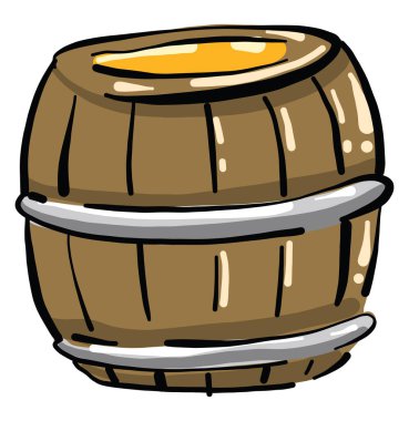 Ahşap kapta bal, illüstrasyon, beyaz arka planda vektör.