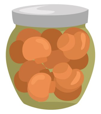 Bir kavanoz mantar, illüstrasyon, beyaz arkaplanda vektör.