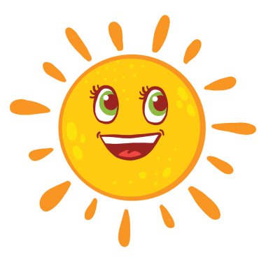 Mutlu büyük güneş, illüstrasyon, beyaz arkaplanda vektör.