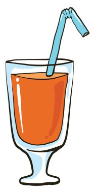 Tam bardak meyve suyu, illüstrasyon, beyaz arkaplanda vektör.