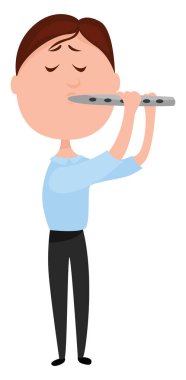 Beyaz arkaplanda flüt, illüt, vektör çalmak.