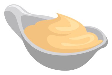 Bir kasede mayonez, illüstrasyon, beyaz arka planda vektör.