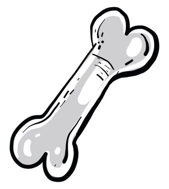 Beyaz arka planda uzun beyaz kemik, illüstrasyon, vektör.