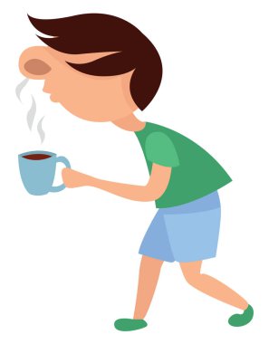 Sabah kahvesi, illüstrasyon, beyaz arka plan vektörü..