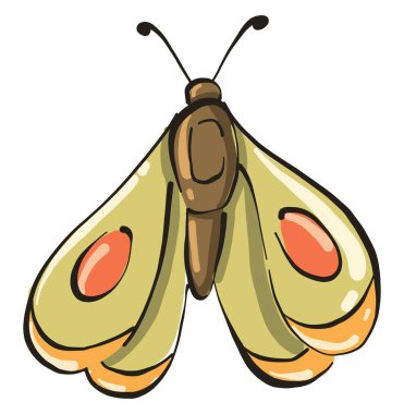 Yeşil güve, illüstrasyon, beyaz arkaplanda vektör.