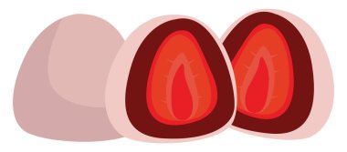 Tatlı mochi, illüstrasyon, beyaz arkaplanda vektör.