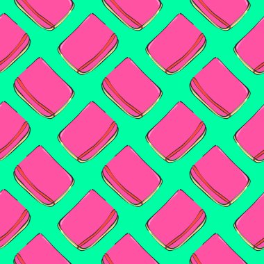 Pembe defter, nane yeşili arkaplanda pürüzsüz desen.