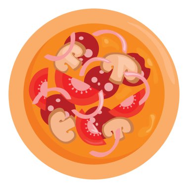 Soğanlı pizza, illüstrasyon, beyaz arka planda vektör.