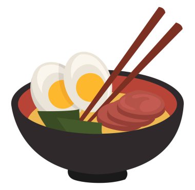 Lezzetli ramen, illüstrasyon, beyaz arkaplanda vektör.