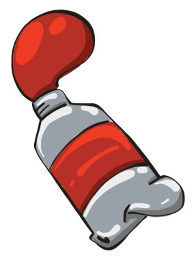 Tüpteki kırmızı boya, illüstrasyon, beyaz arkaplanda vektör.