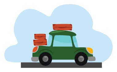 Yol gezisi, illüstrasyon, beyaz arkaplanda vektör.