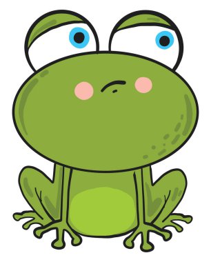 Sıkılmış yeşil kurbağa, illüstrasyon, beyaz arkaplanda vektör.